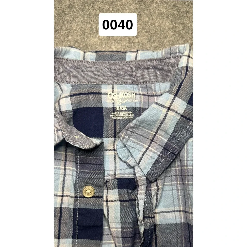 OshKosh B'gosh Plaid Shirt and Chino Pants Set Size 8 Blue Brown Cotton